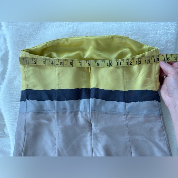 Reiss Strapless Silk Dress in Yellow and Gray Sz 6 - Picture 6 of 15